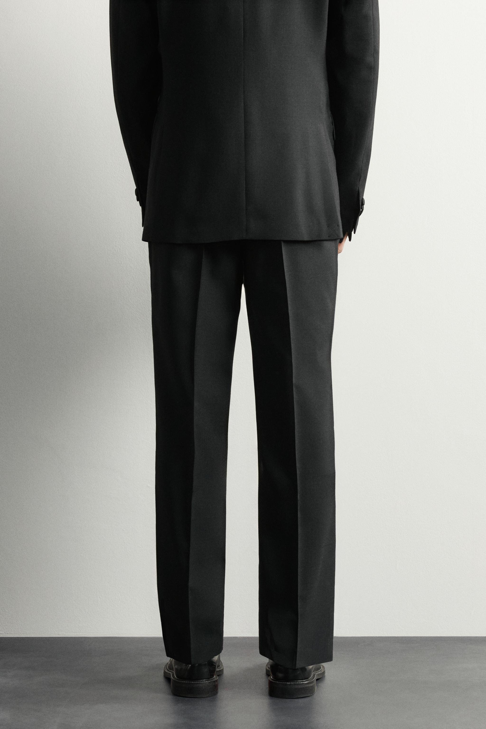 REGULAR FIT PLEATED TUXEDO PANTS